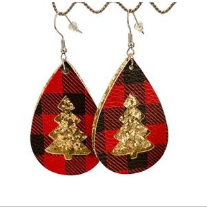 Black and Red Plaid w/ Gold Glitter Tree